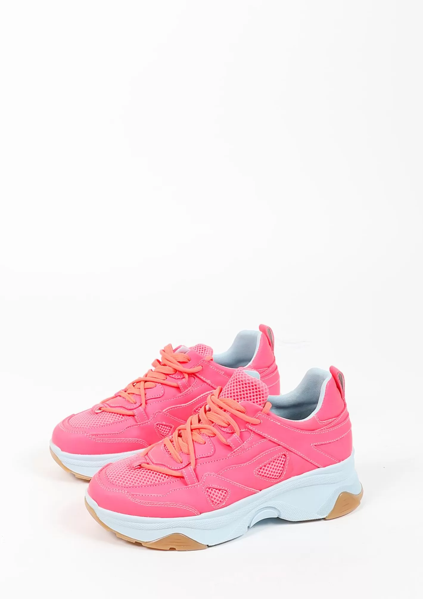 Baskets A Plateforme En Cuir Avec Semelle Coloree - Rose<Sacha Sale
