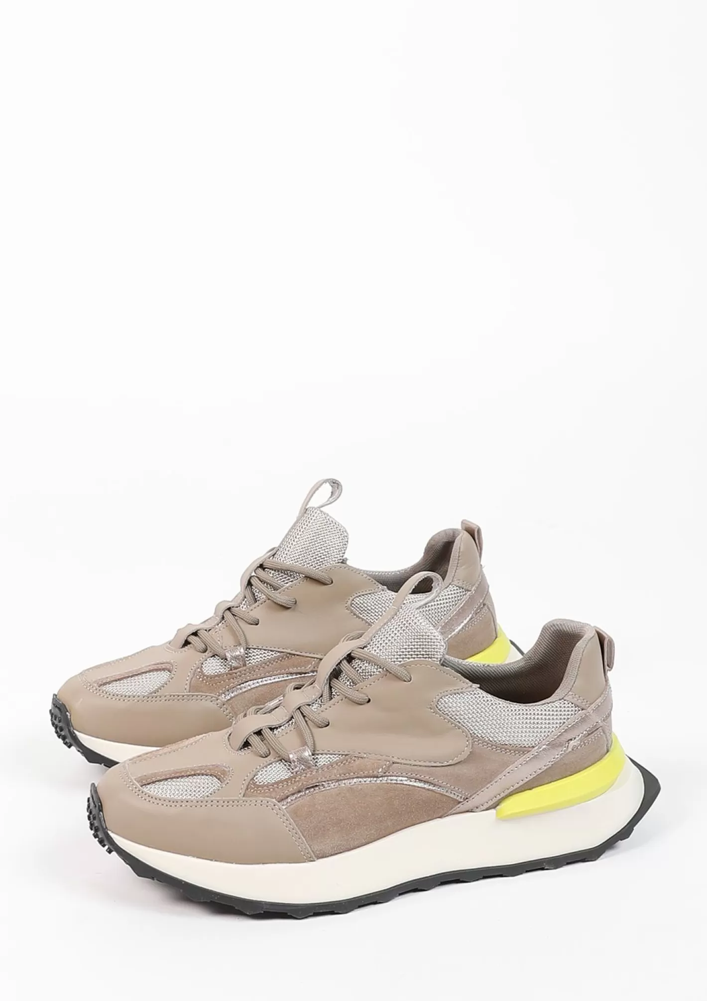 Baskets En Cuir Avec Detail Colore - Taupe<Sacha Cheap