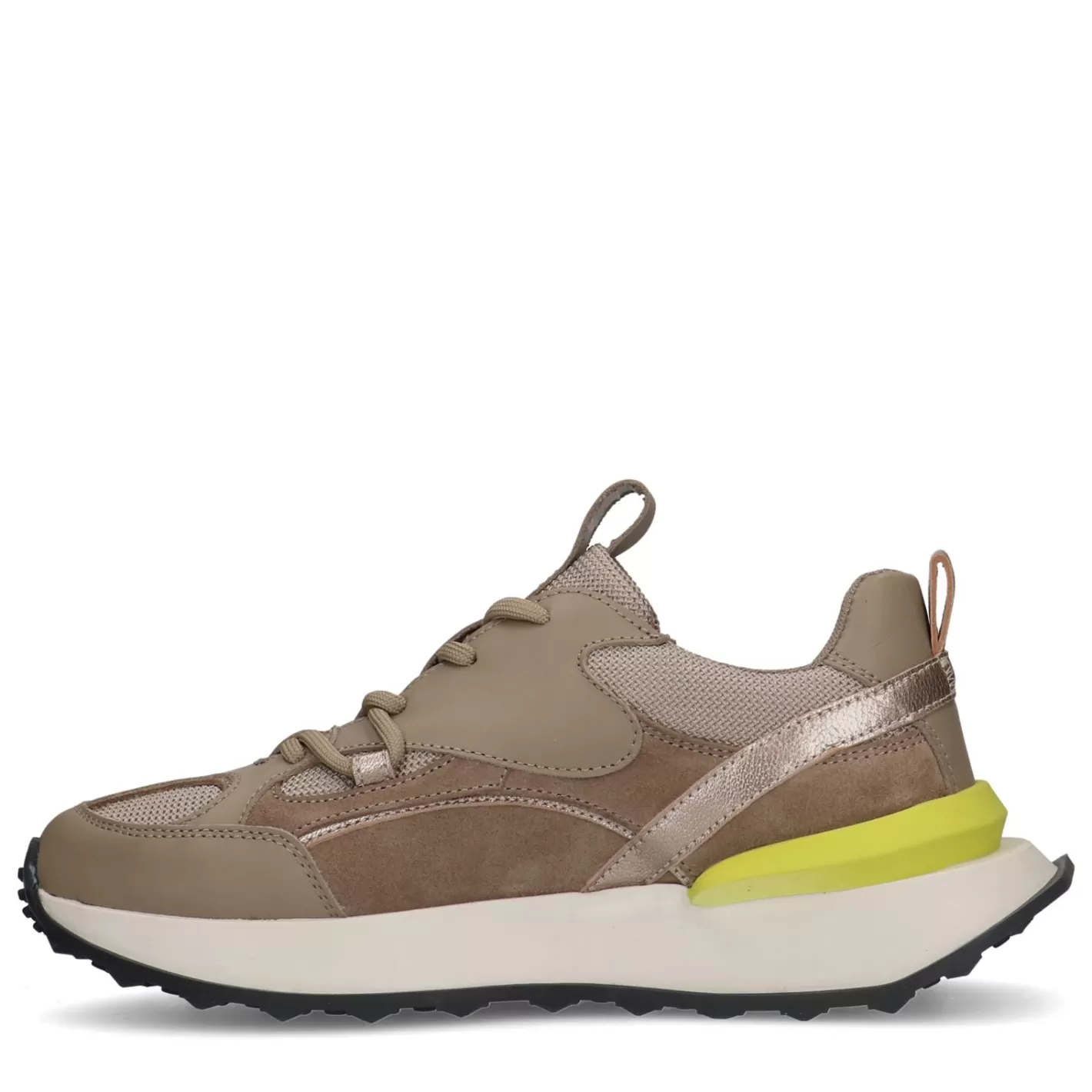 Baskets En Cuir Avec Detail Colore - Taupe<Sacha Cheap