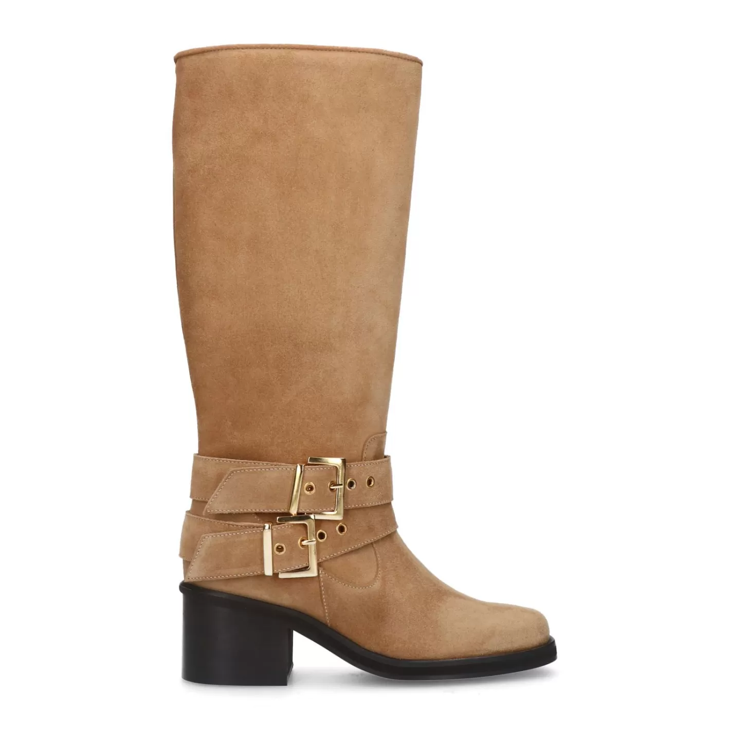 Bottes Hautes A Boucles En Daim - Beige<Sacha New