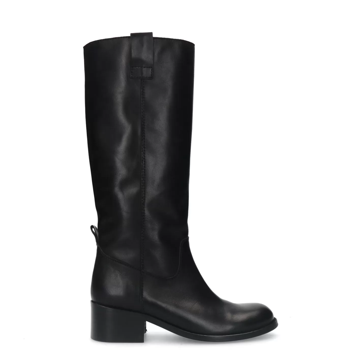 Bottes Hautes A Talon En Cuir - Noir<Sacha Shop