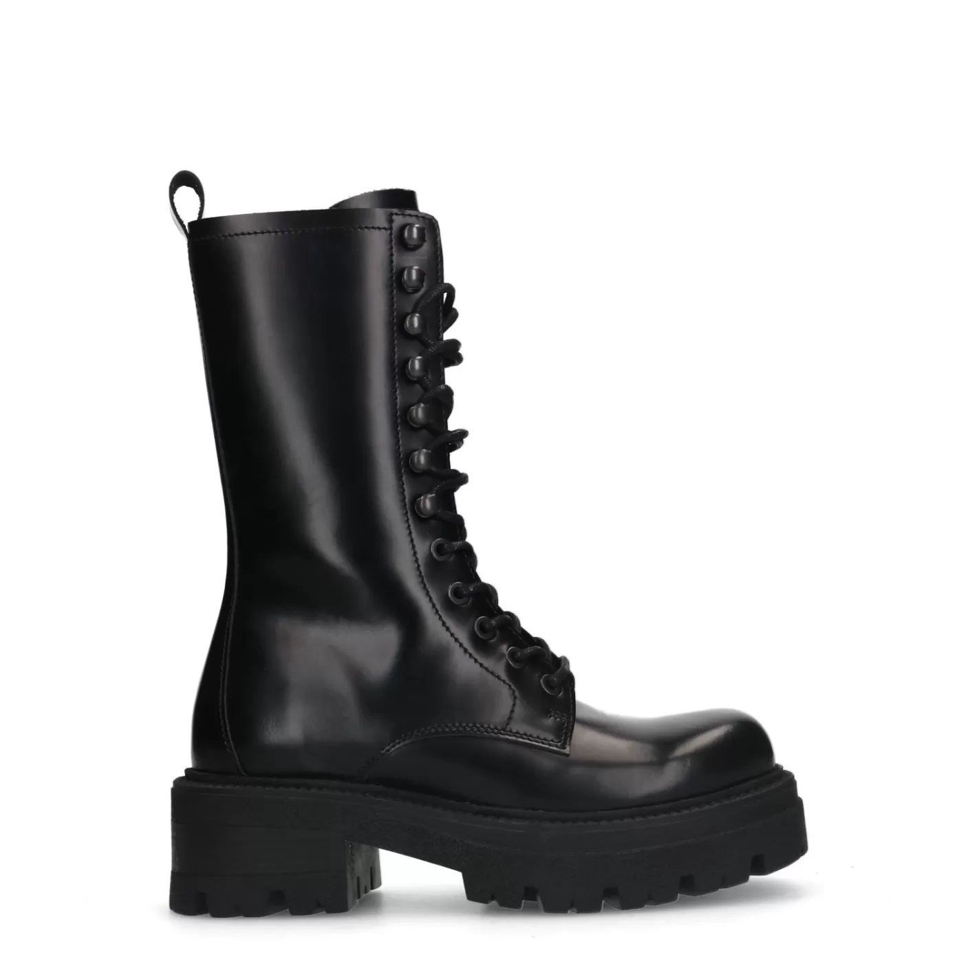 Bottines A Lacets En Cuir Avec Semelle Plateforme - Noir<Sacha Flash Sale