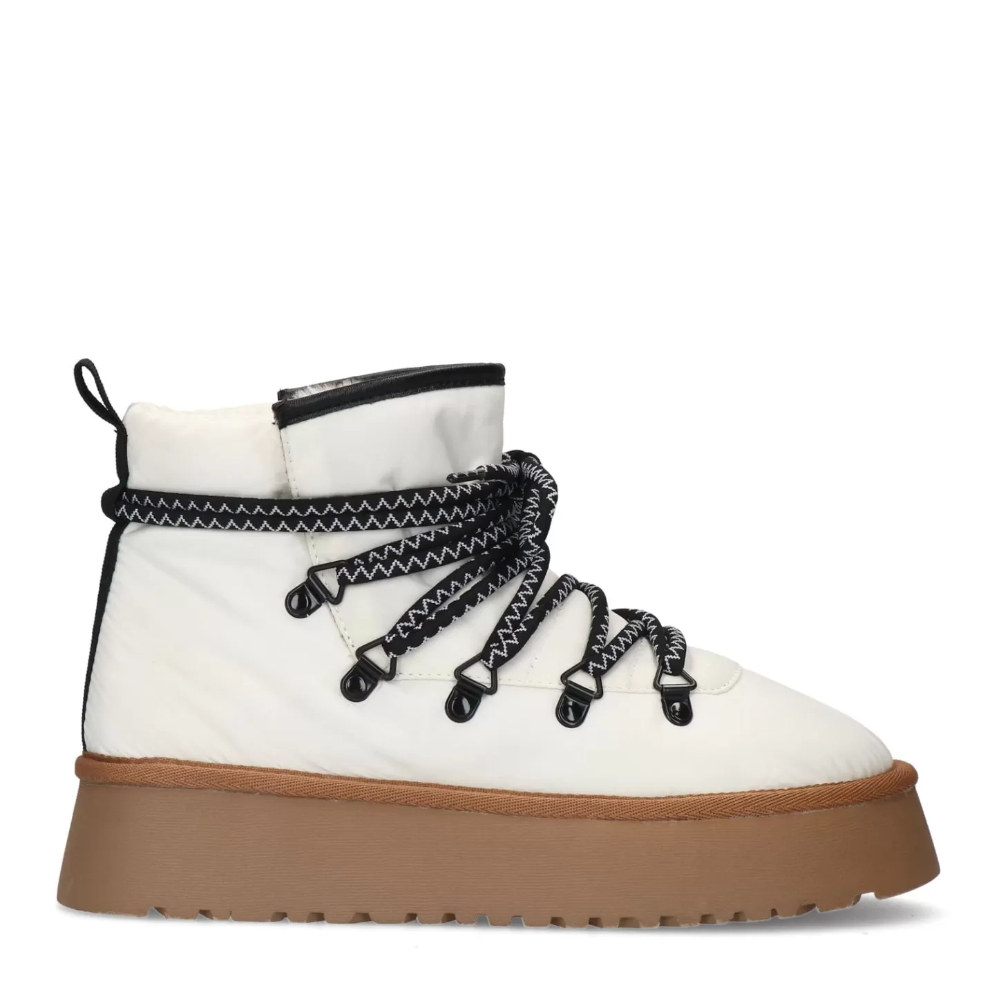 Bottines A Lacets Matelassees Avec Semelle Plateforme - Blanc Casse<Sacha Fashion