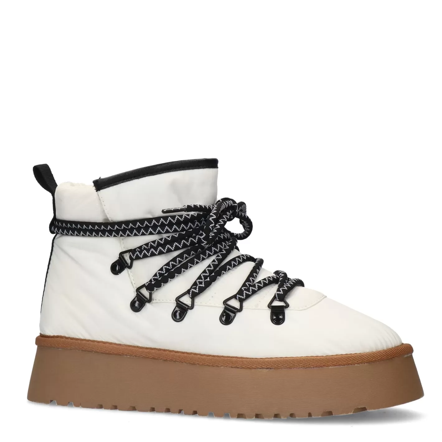 Bottines A Lacets Matelassees Avec Semelle Plateforme - Blanc Casse<Sacha Fashion