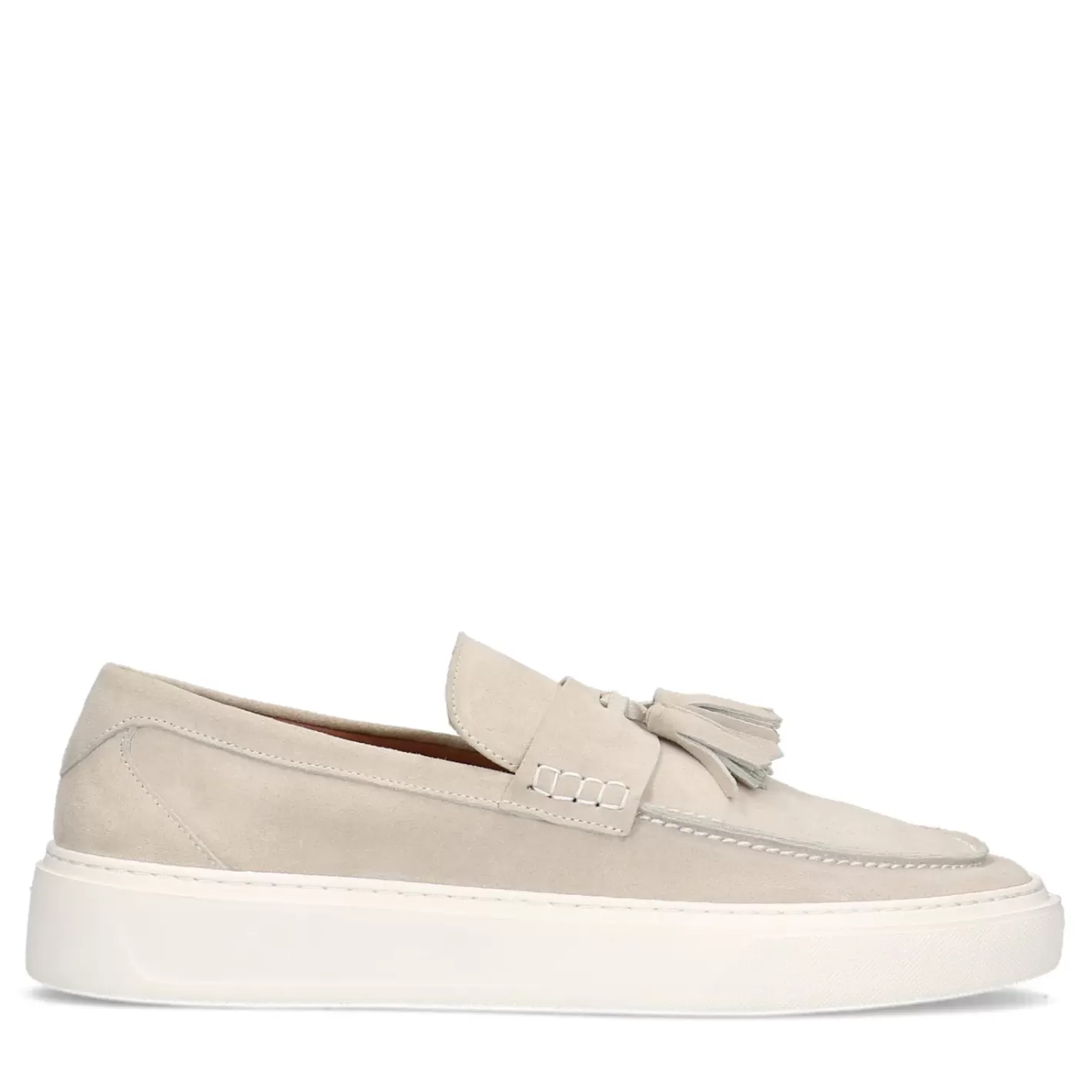 Mocassins En Daim Avec Pompons A Franges - Gris Clair<Sacha Shop