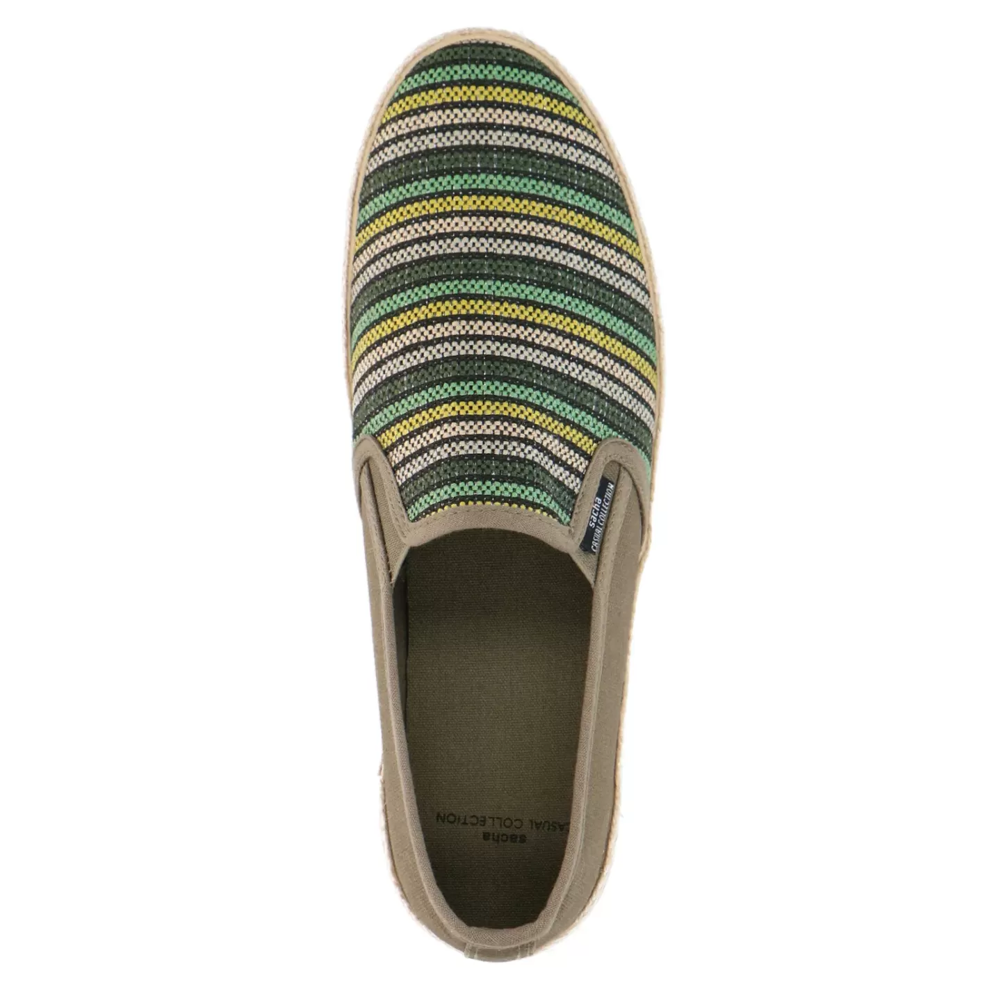 mocassins_en_toile_avec_rayures__kaki_7.webp Mocassins En Toile Avec Rayures - Kaki<Sacha Sale