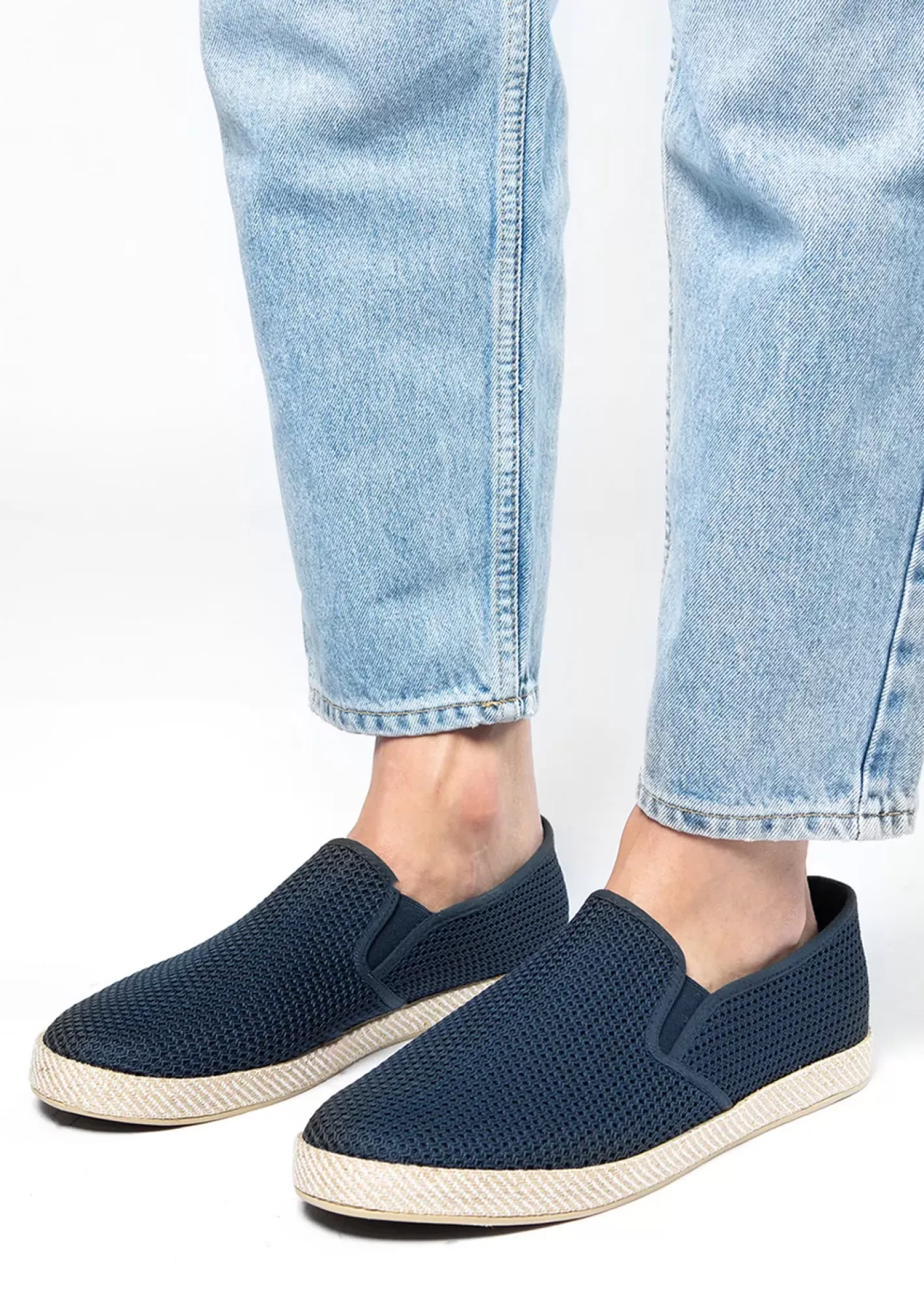 Mocassins En Toile Avec Semelle En Corde Tressee - Bleu Fonce<Sacha Best