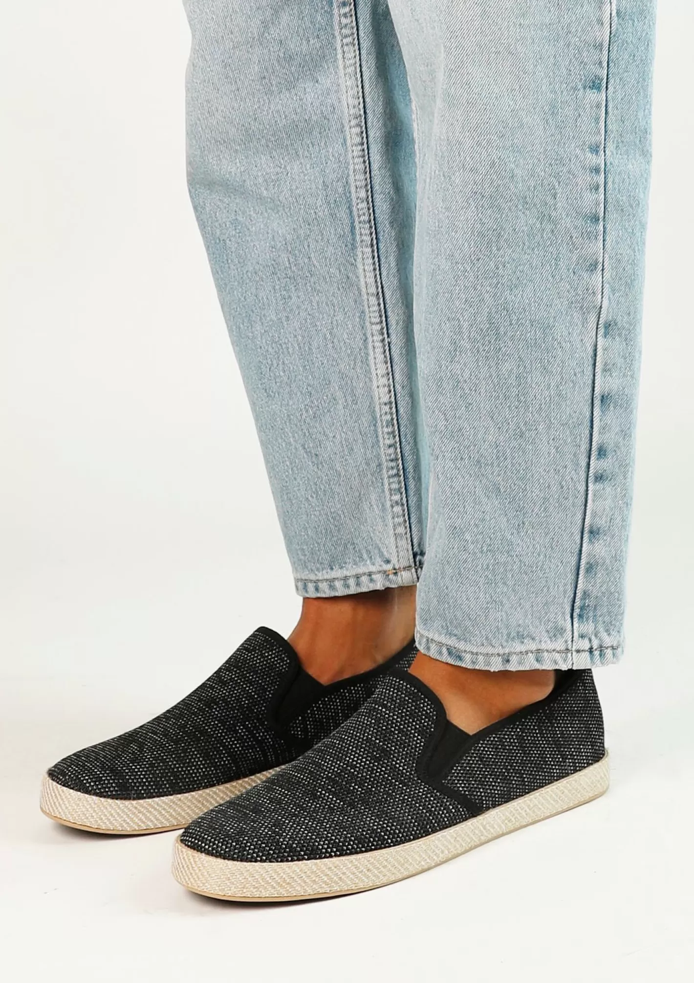 Mocassins En Toile Avec Semelle En Corde Tressee - Noir<Sacha Clearance