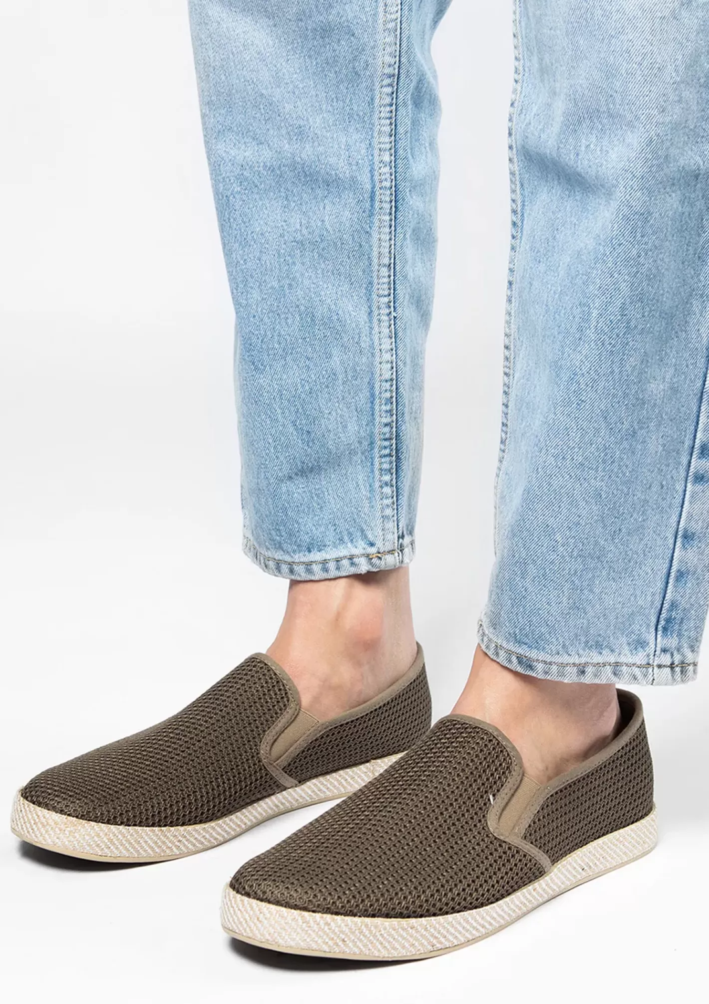 Mocassins En Toile Avec Semelle En Corde Tressee - Vert<Sacha Cheap