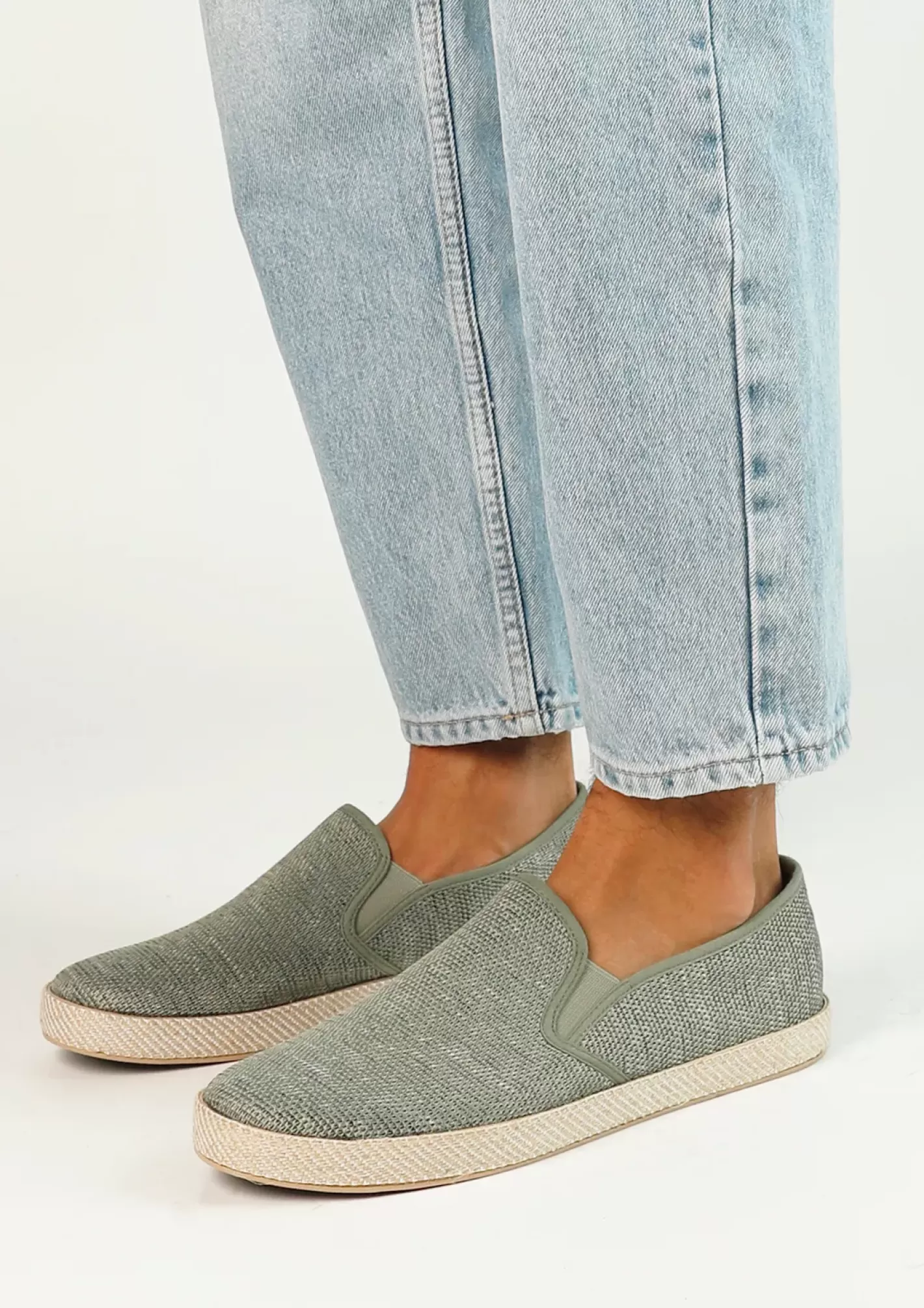 Mocassins En Toile Avec Semelle En Corde Tressee - Vert<Sacha New