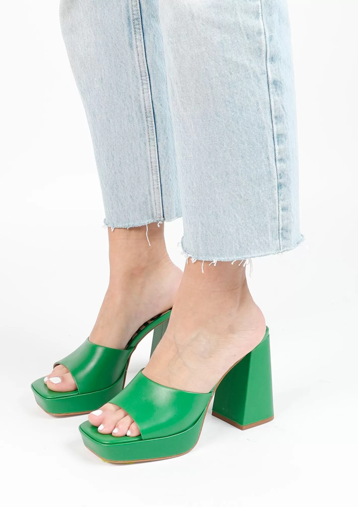 Mules Cuir A Plateau - Vert<Sacha Hot