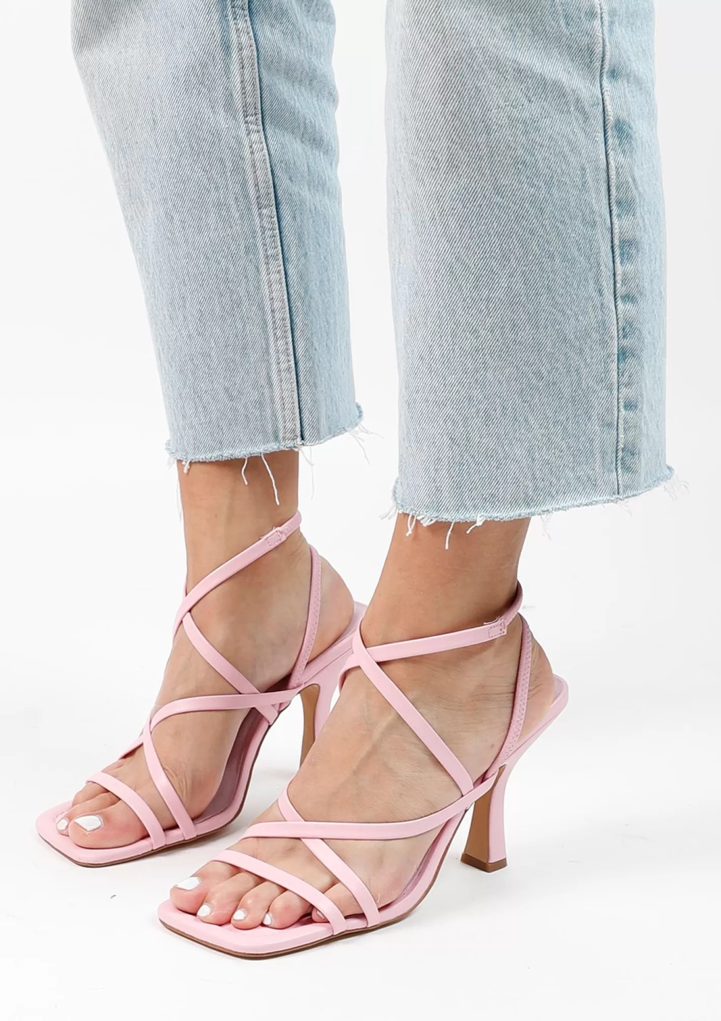 Sandales A Talon A Brides Et Au Bout Carre - Rose<Sacha Best Sale