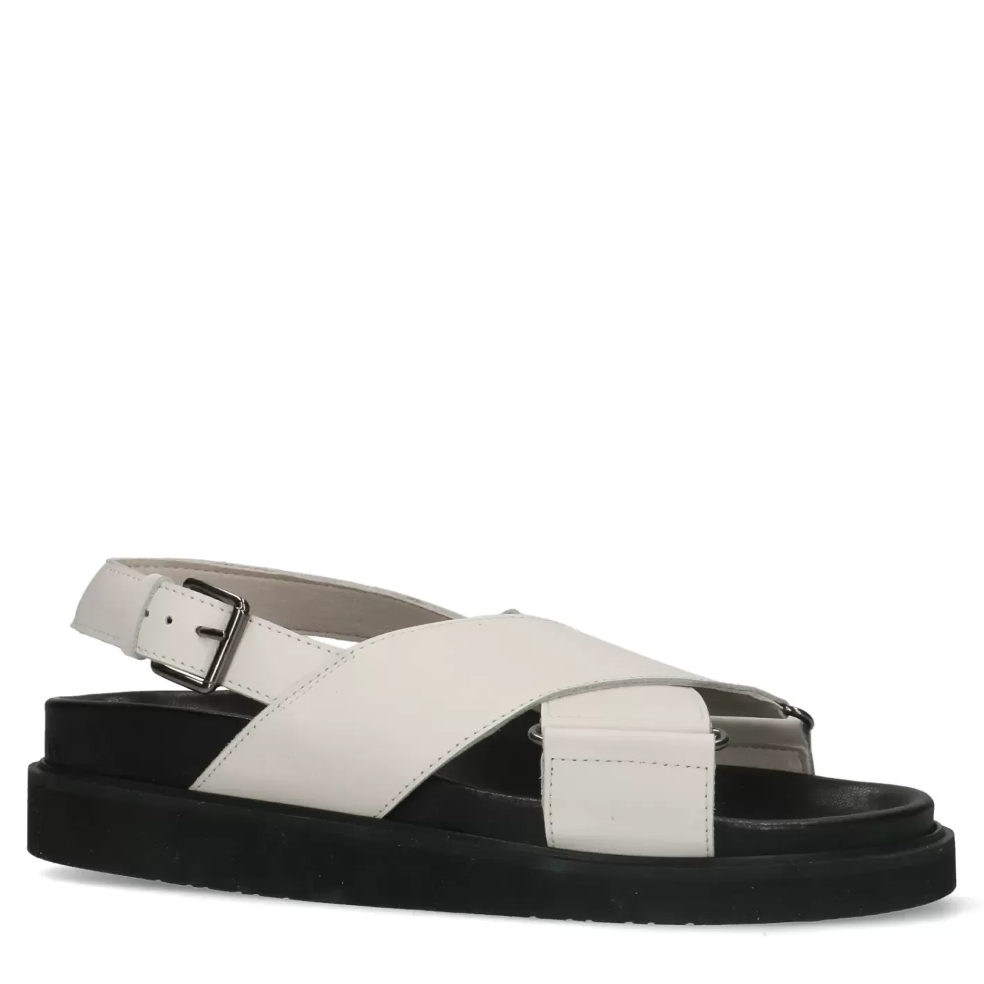 Sandales Cuir A Plateforme Avec Brides Croisees - Blanc Casse<Sacha Cheap