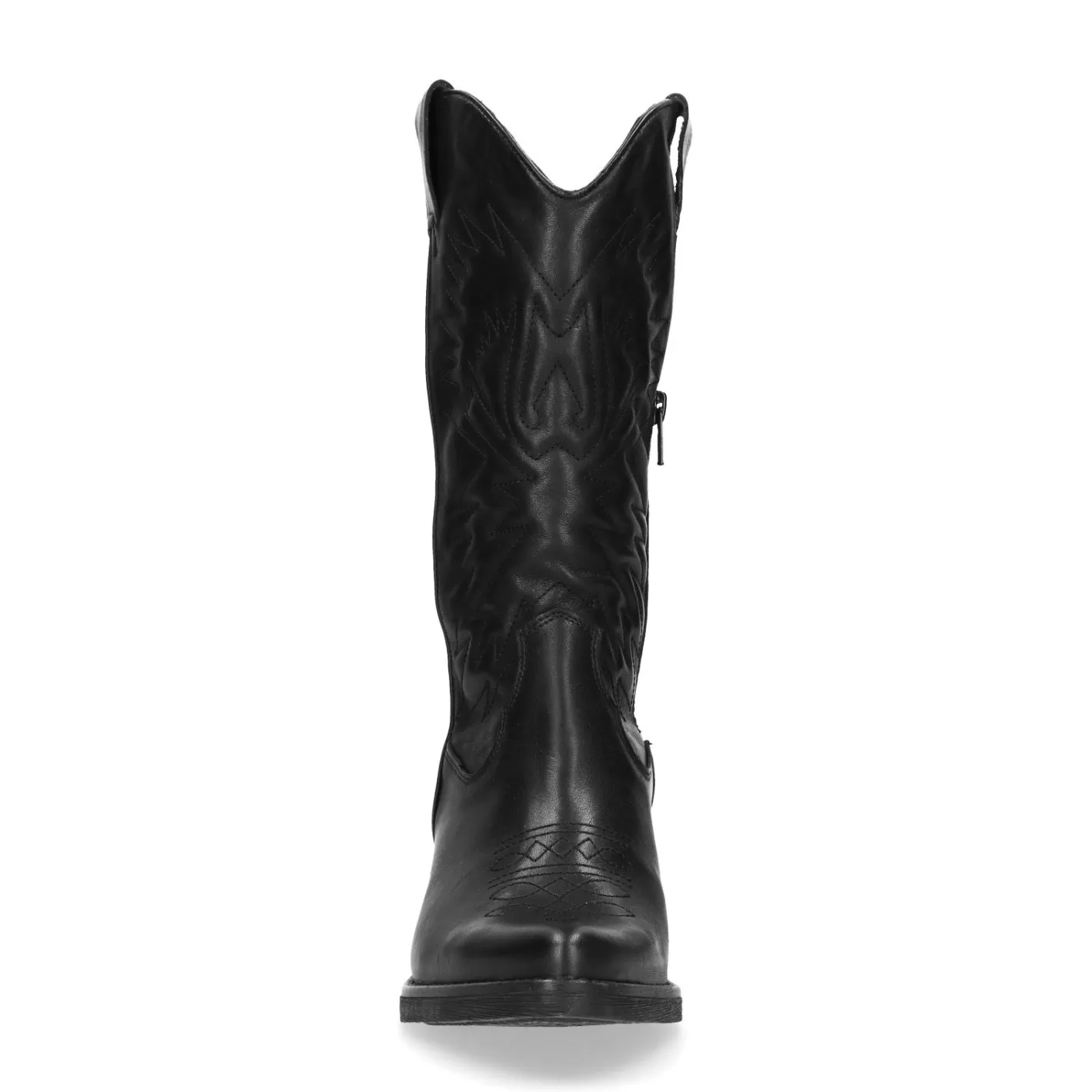 Santiags En Cuir Avec Surpiqures Decoratives - Noir<Sacha Best Sale