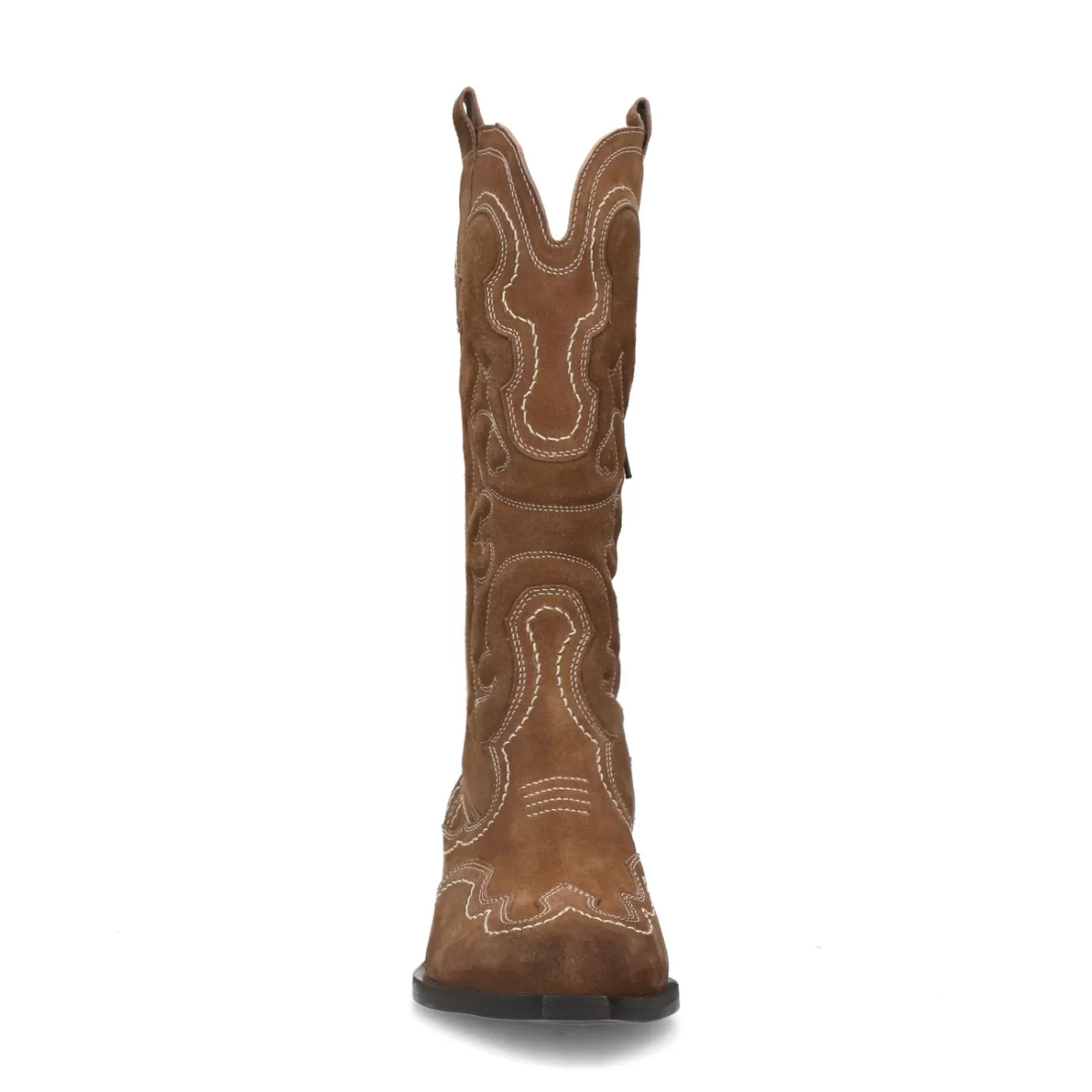 Santiags En Daim Avec Surpiqures Decoratives - Marron<Sacha Best Sale