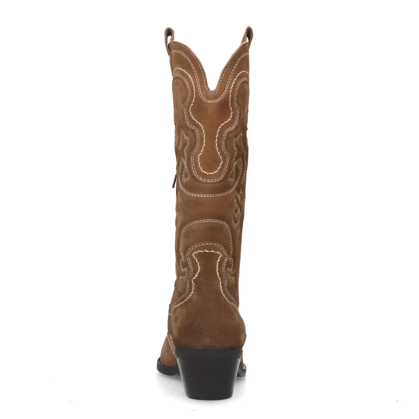 Santiags En Daim Avec Surpiqures Decoratives - Marron<Sacha Best Sale