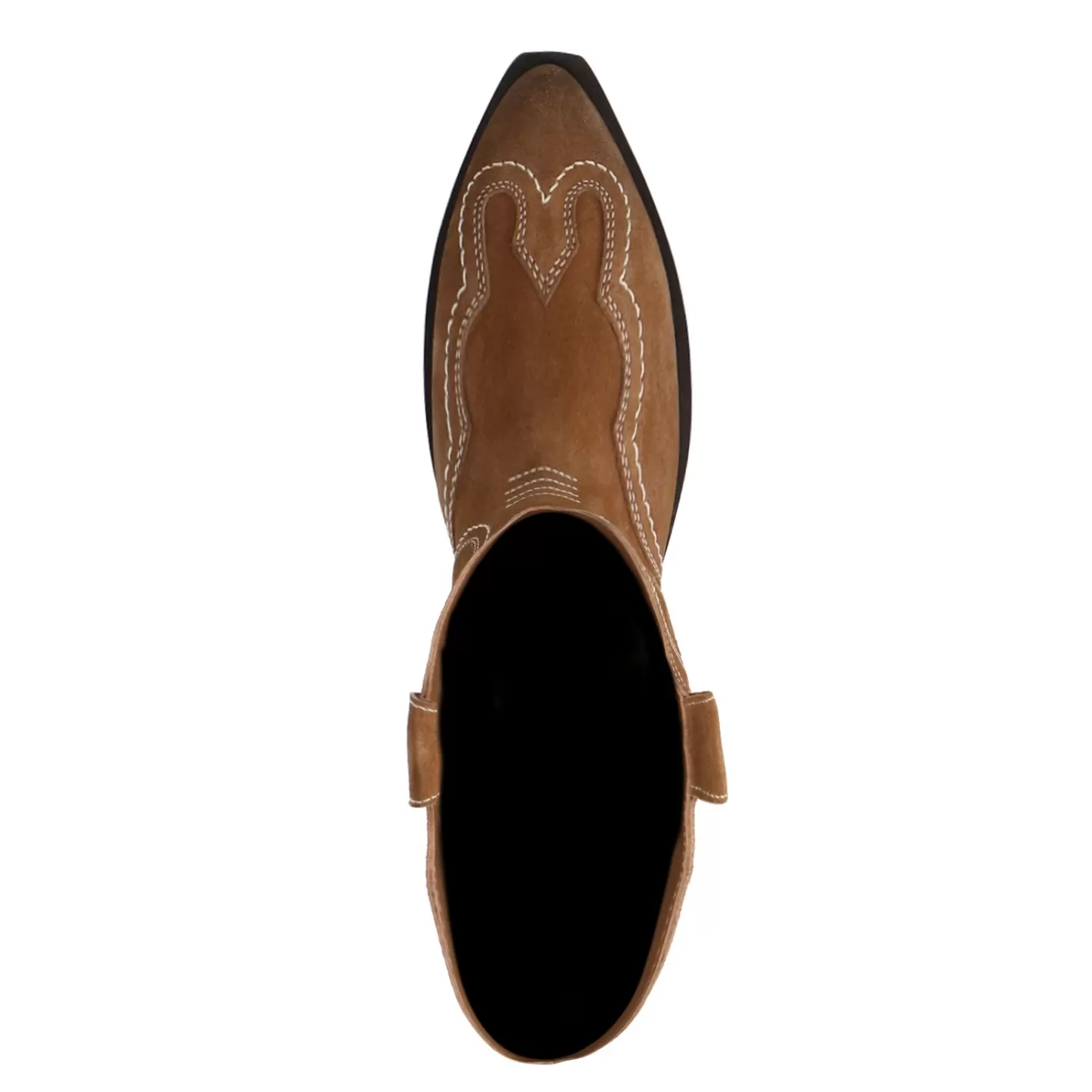 Santiags En Daim Avec Surpiqures Decoratives - Marron<Sacha Best Sale